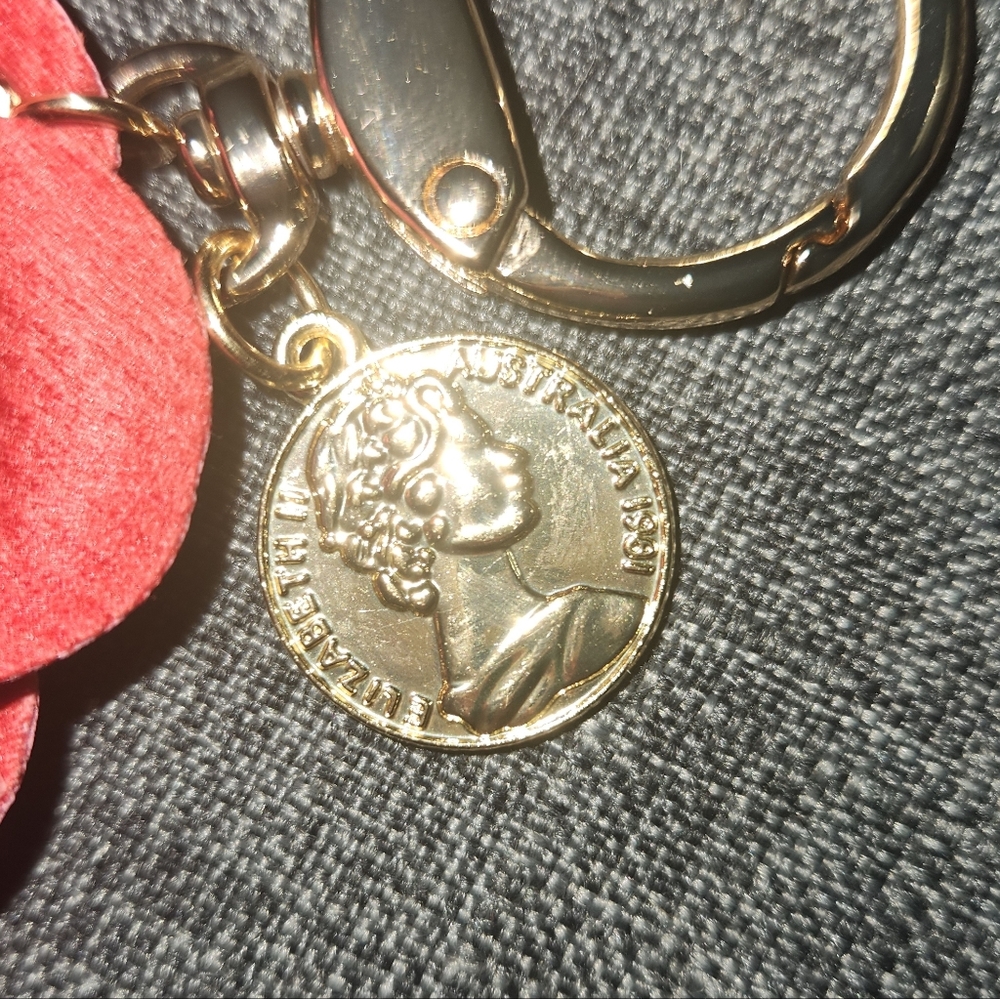 Handmade Hot Pink Flower Keychain w/ Coin Charm – Unique & Giftable - Picture 3 of 4